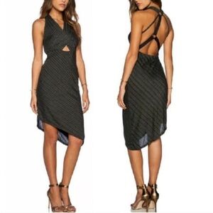 Free People Black/ Gray Stripe Open Back Sleeveless Summer Dress - LARGE